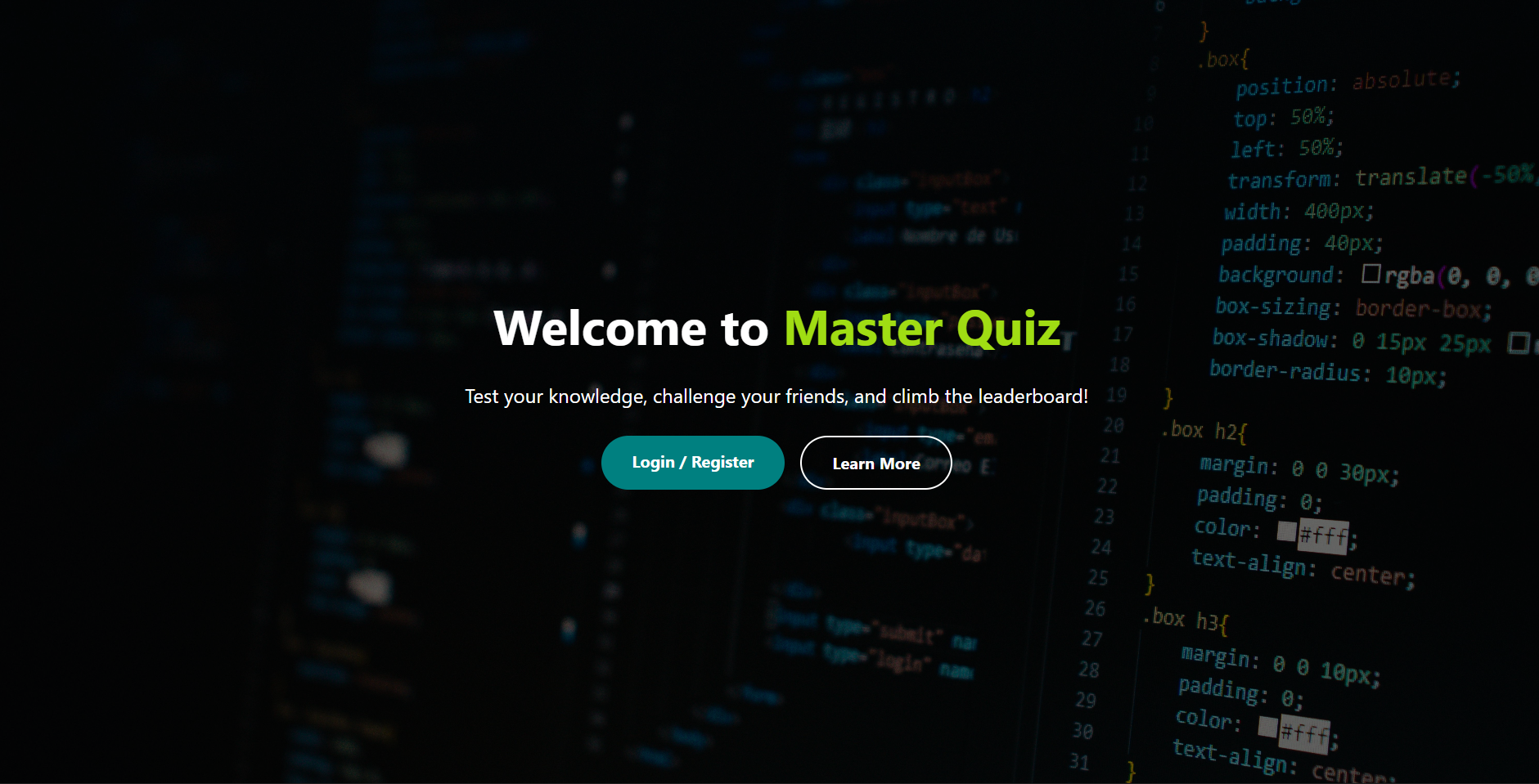 Master Quiz Application Screenshot