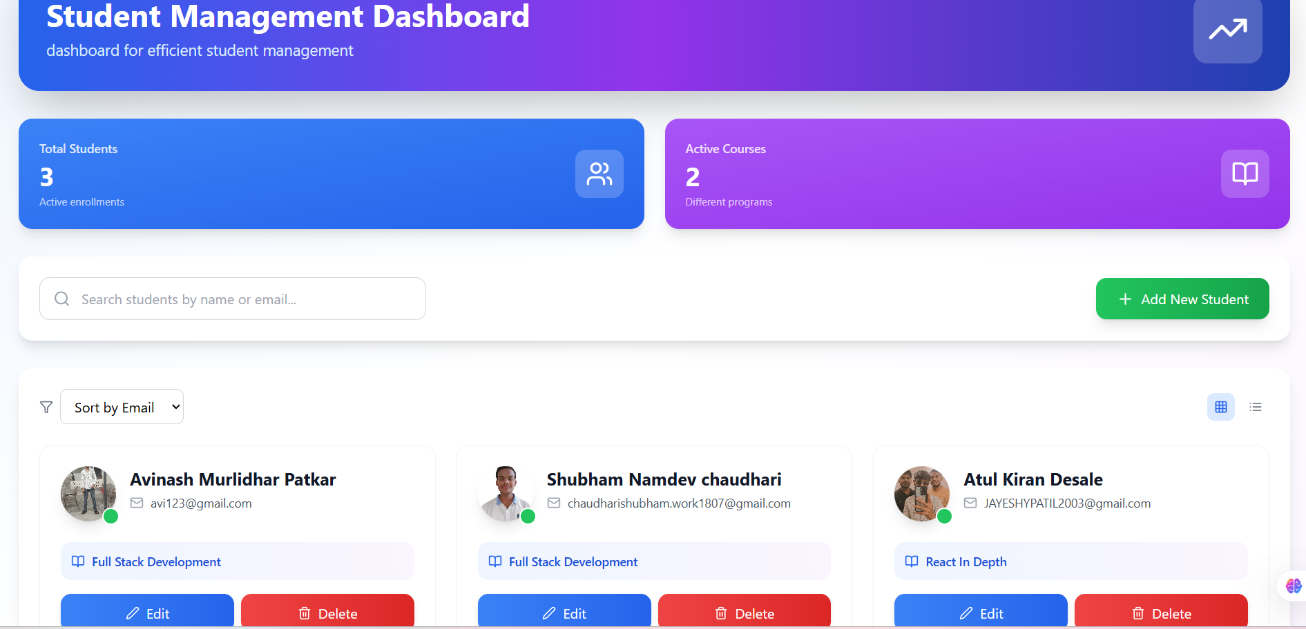 Student Management Dashboard